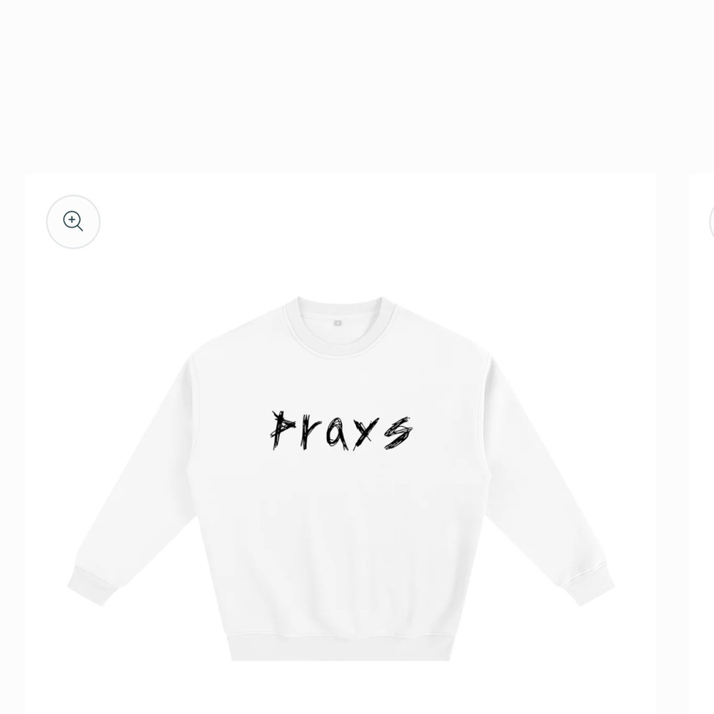 Prays Studios White Crewneck Sweatshirt Black Logo Size M unisex - Picture 3 of 9